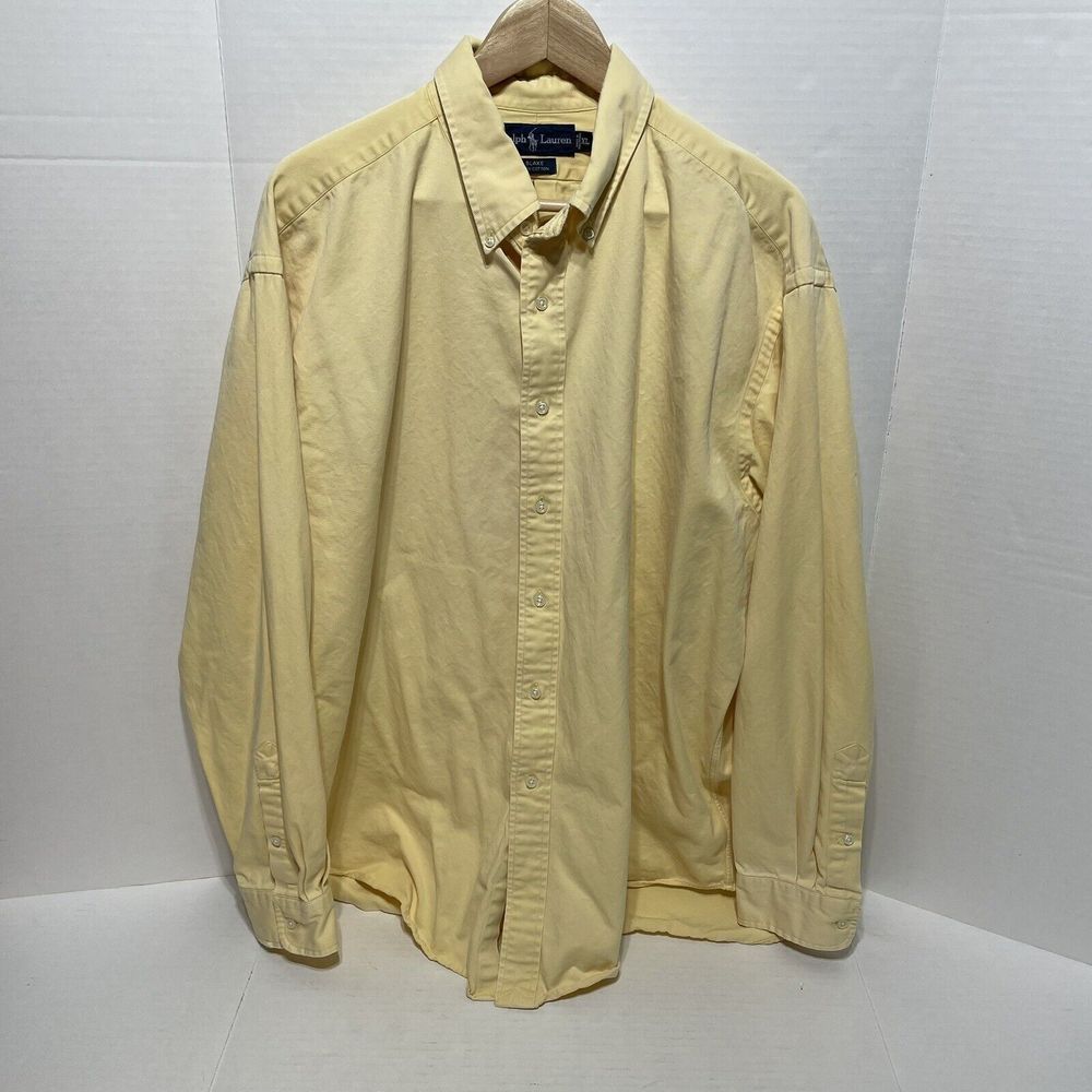 Ralph Lauren Blake Button Down Shirt, XL, Yellow, Long Sleeve, Blue Pony